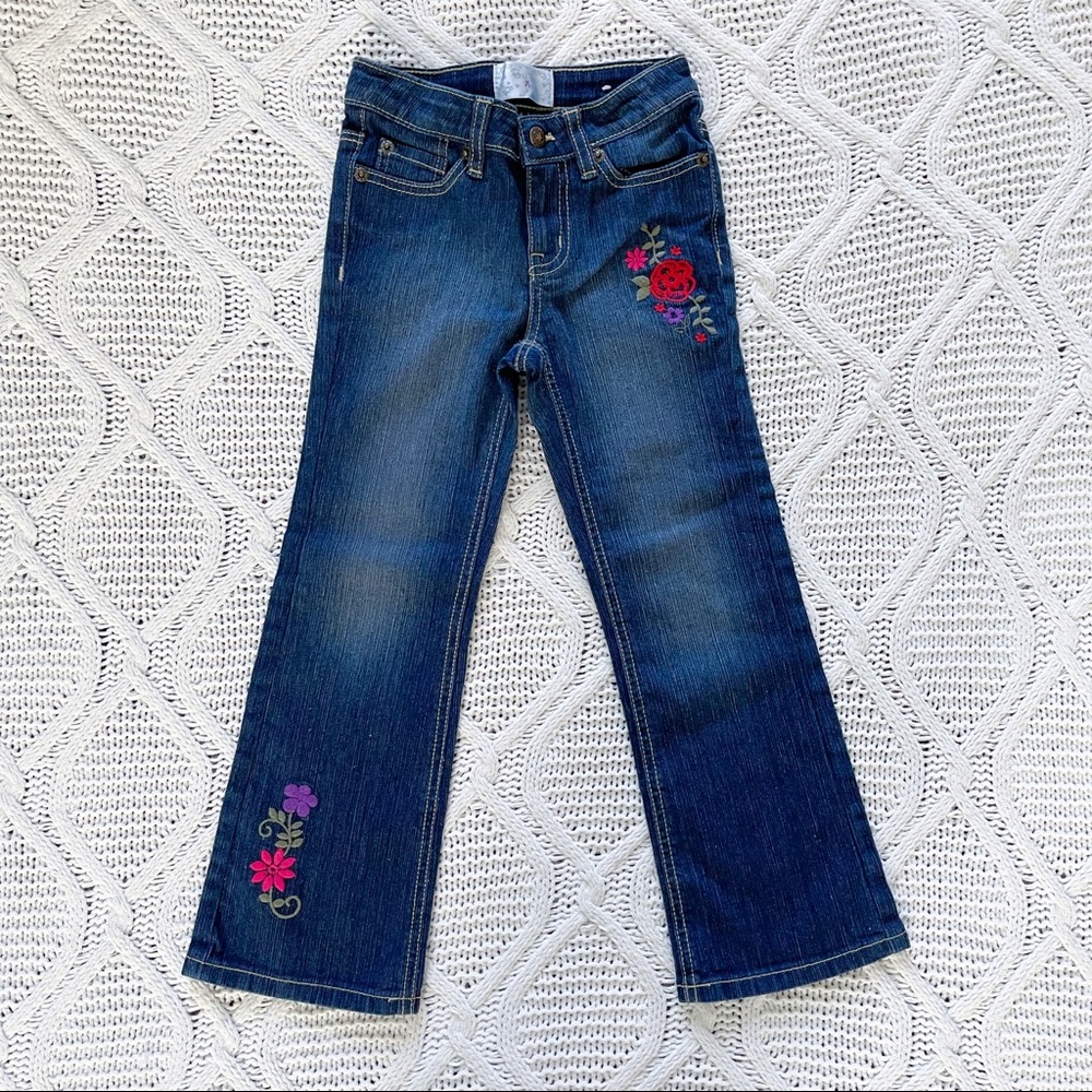 Pony Tails Girl’s Embroidered Floral Jeans Size 5